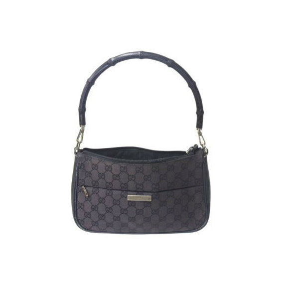 Gucci Black GG Bamboo Shoulder Canvas Bag - Picture 1 of 9